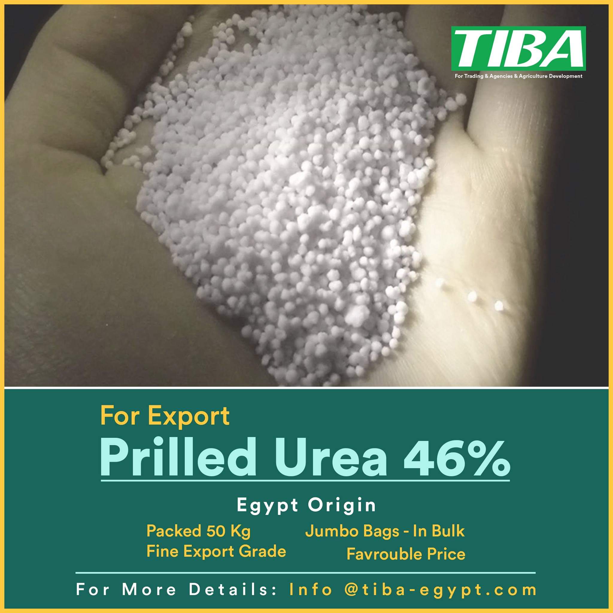Product image - Granular & Prilled White free flowing urea packed or loose bulk  Industrial & Agriculture and feed grade Egypt origin 