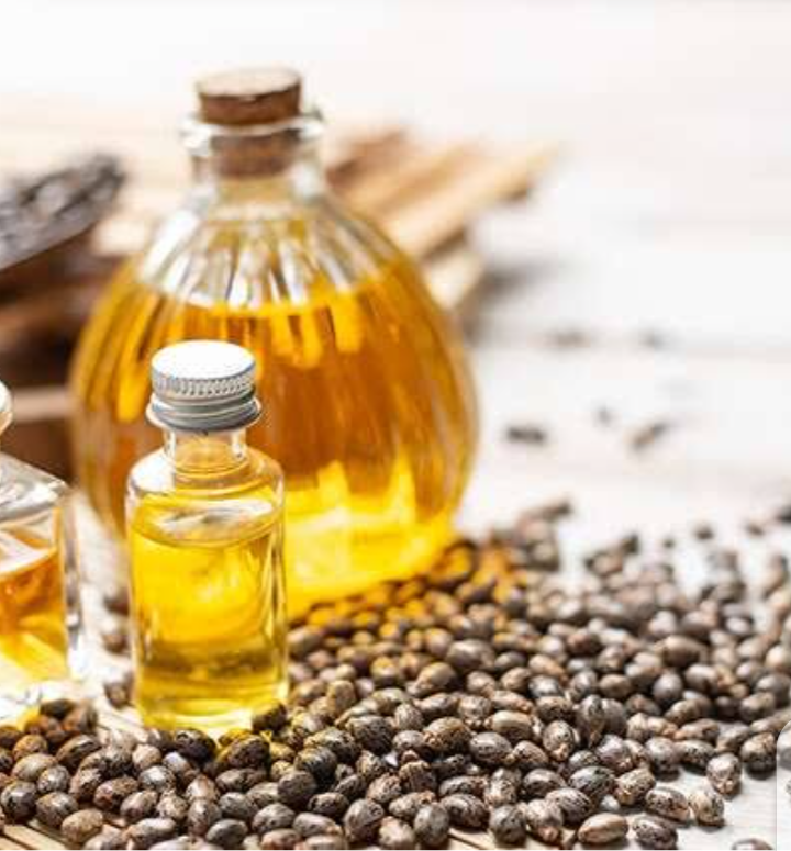 Product image - Castor oil is a vegetable oil pressed from castor beans. It is a colourless or pale yellow liquid with a distinct taste and odor. Its boiling point is 313 °C and its density is 0.961 g/cm³. It includes a mixture of triglycerides in which about 90% of fatty acids are ricinoleates.   
Preventing wrinkles. Castor oil contains antioxidants that fight free radicals in your body. Fighting acne.