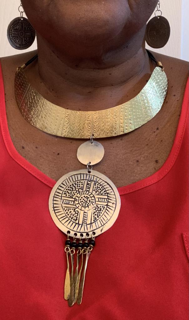Product image - Kenya Brass and Metal Shujaa Warrior Necklace/Earring Set