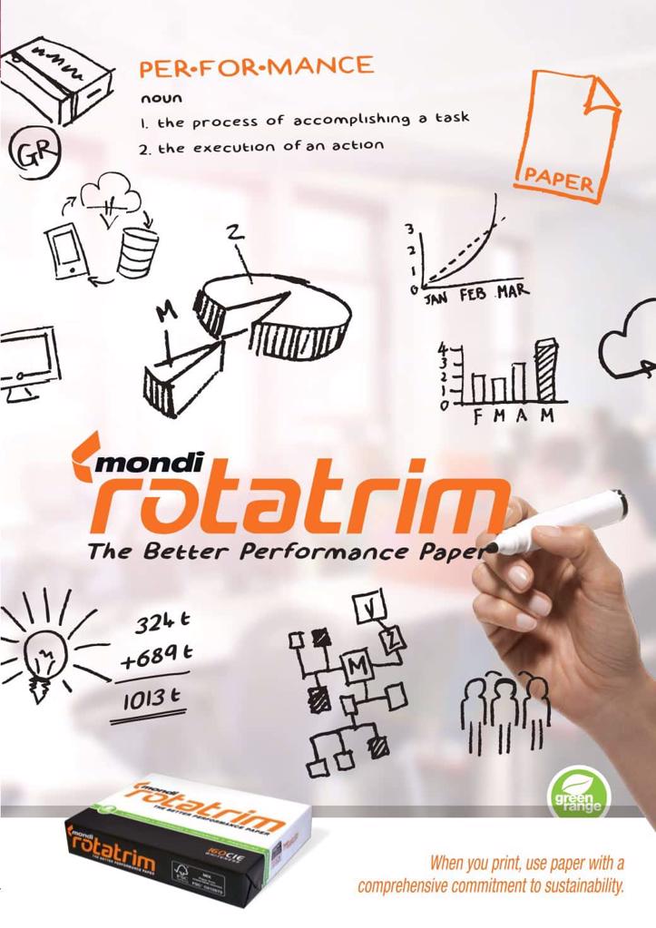 Product image - Mondi Rotatrim is a multifunctional office paper and runs smoothly through photocopiers, laser and inkjet printers.

Benefits

High whiteness
High opacity
Excellent bulk
Uncoated for optimum toner usage
Smooth surface for excellent runnability
Outstanding texture. Grammage
80 g/m2

Format
A4
A3

Colour
White

Certificates
FSC™, ISO 9706, ISO 14001, ISO 18001, ISO 9001