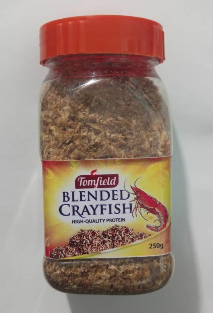 Product image - Tomfield Blended Crayfish is a pure and original crayfish from Niger- Delta Nigeria in Africa dried and blended,  and highly hygienic packaged for quick use during food preparations; it is highly proteins ingredient for food, added no preservative or flavour.