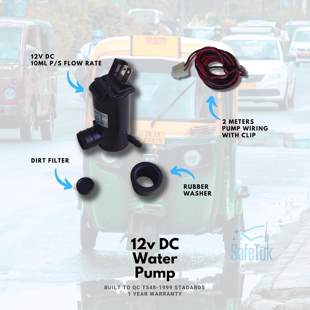 Product image - A brand new product for TukTuks! 
The SafeTuk Windscreen Washer Kit has been designed to be used in TukTuks (Three Wheelers) such as Bajaj RE, TVS King, Piaggio APE, Mahindra Alfa, BUT can also be used in ATVs, kit cars, custom builds, trucks, or nearly any other vehicle that needs a windscreen washer system!
Helps keep the windscreen of your TukTuk, ATV or other vehicles clean and clear at all times.