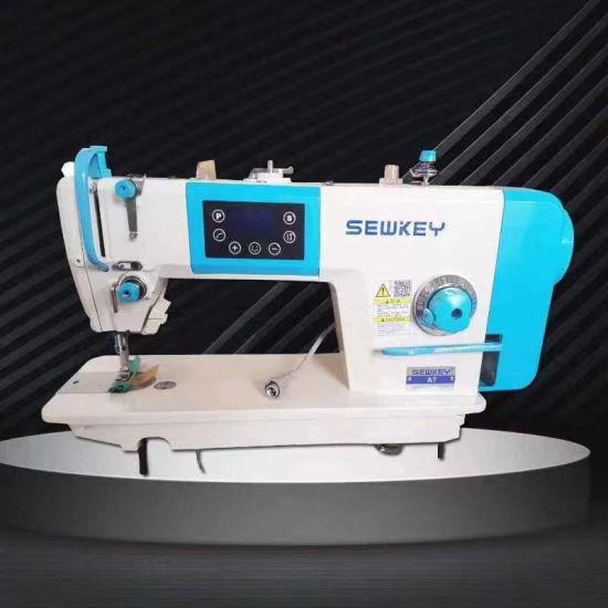 Product image - 1. High-speed direct-drive lockstitch sewing machine with integrative computer controller, it can be used when it's plugged in electricity, leaving out the problem of all kinds of plugs chaos and installing.
2. It  has the sewing functions, automatic needle position, automatic storage, auto presser foot lifting, auto back forward sewing, auto thread winding, soft start, filling needle and so on.
