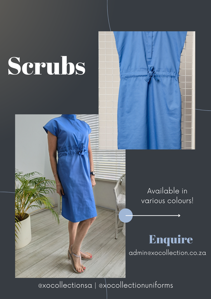 Product image - Maternity friendly adjustable scrub dress. Made from superior quality 65/35 poly cotton twill. Available in various colours. Sizes are from 28 to 50.