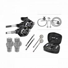 Product image - Product Description
This Mares 28XR HR Sidemount Set is suitable for sidemount or doubles diving, and comes unassembled. The set includes:  Two Mares 28XR DIN First Stages, Two Mares HR Second Stages, One { 83 in | 210 cm } Miflex XT-Tech LP Reg Hose for the primary, One { 24 in | 60 cm } Miflex XT-Tech LP Reg Hose for the secondary/backup, Two { 9 in | 23 cm }Miflex XT-Tech QD Hoses, { 3.3 ft | 1 m } of { 4/25 in | 