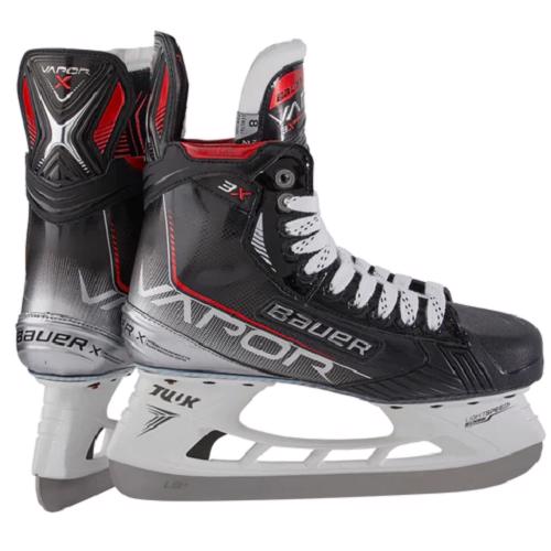 Product image - bestscooterstore.com  The Bauer Vapor 3X ice3 hockey skates! Ideal for performance level skaters and those players of all foot shapes looking to get into Bauer's most agile skate family. The Vapor 3X uses Bauer's 3 fit system making it ideal for all skaters to find their perfect fit. FEATURES More supportive and lightweight The flex comp quarters provide excellent support and are lighter in weight than the previous