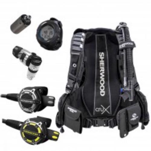 Product image - Product Description
Sherwood Crux Professional Package w Computer is designed with the diver in mind, the sizing is practically infinite, advanced technology contemporary styling and utilizing a multitude of cutting edge materials, and it’s packed with many more features.  

The Sherwood Crux is lightweight and streamlined in warmer waters or you can add additional trim weight pockets and dive in colder waters. This 