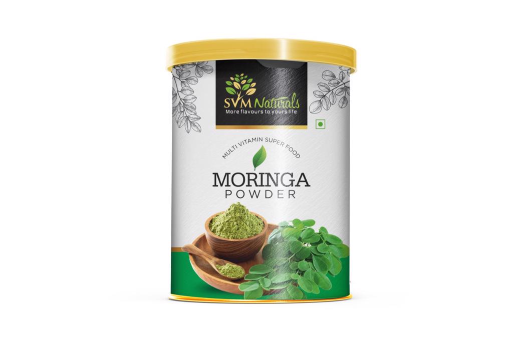 Product image - Our SVM Exports Moringa leaves are carefully washed and dried at low temperature and then powdered.  We maintain the  level of temperature on the process of Drying and powdering  process to retain the  colour and Nutritive values of Powder.   The leaf powder is rich in vitamins, phyto nutrients, antioxidants, amino acids and is easily soluble in water. 
Botanical name:Moringa Oleifera                                 