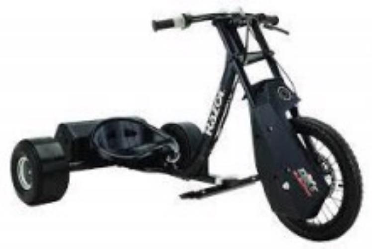 Product image - Product Description
SPECIFICATIONS
MODEL NAME
Razor DXT Electric Drift Trike
TOP SPEED
15 mph
RANGE
60 minutes
MOTOR
500W Chain-driven
BATTERY
36V SLA
BRAKING SYSTEM
Hand-operated, front disc
MAX LOAD
198 Lbs
FRAME MATERIAL
Steel
FOLDABLE
No
WEIGHT
108 Lbs
SMART TECHNOLOGY
Twist-grip Throttle
TIRES
F: Pneumatic 16"x2.125" R: 10” pneumatic w/ POM
DIMENSIONS
37"x14.75"x28"
