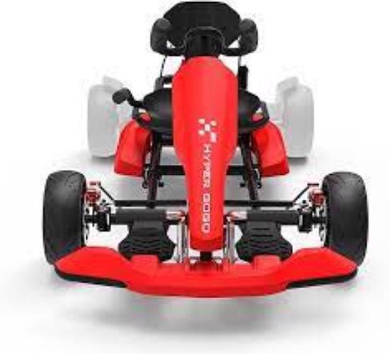 Product image - Product Description
SPECIFICATIONS
MODEL NAME
Hyper Gogo GoKart Kit & Hoverboard Combo
TOP SPEED
9.3 mph
RANGE
9.3 miles
MOTOR
Dual Power Motor (Double 400w)
BATTERY
36V, 4.0AH
CHARGE TIME
3.5 hours
BRAKING SYSTEM
Mechanical brake
MAX LOAD
198 Lbs ; Recommended Age: 8+ years old ; Recommended Height: 51-79 in
FOLDABLE
No
WEIGHT
Kit 43.7 lbs ; hoverboard: 40 lbs
SMART TECHNOLOGY
Bluetooth Speaker
TIRES
Front tires: Ti