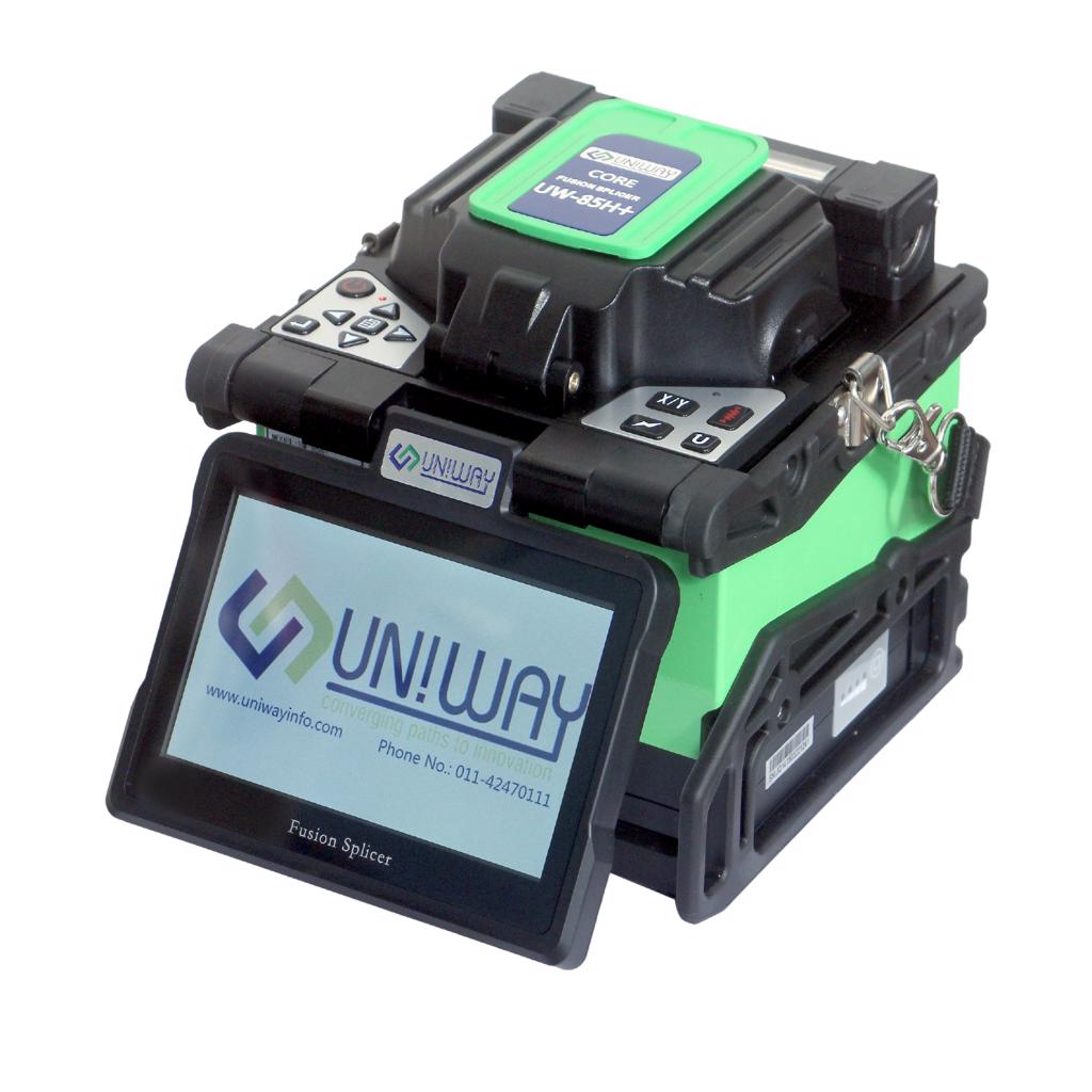 Product image - Uniway UW- 85H+ 
Next Generation Fusion Splicer 

* Light weight, easy to carry, compact size
* Recommended for Telco/CATV/FTTx
* Intelligent Core Alignment
* Automatic Detection of Fiber Type
* High capacity battery 6400mAh
* Battery Back-up of 350 Splices
* Electrode Life: 6000 Splices
* Rugged Design, Water resistant
* Japanese Lens for optimum splice result estimation

So let's grab the ultimate UW-85H+