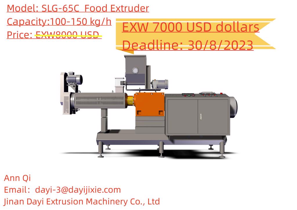 Product image - This is Ann from Dayi machinery which manufacturing food extruders for 27 years.

Food extruder used for different kinds of food making ,such as Puffing food ,Fried snack ,
Fortified rice,Vegetarian food ,breakfast cereal and corn flakes,Pet food and fish food.