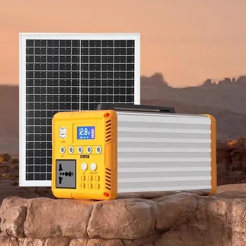 Product image - F360 AC /DC Solar Generator is built with 500W inverter and 100W DC power output capacity. It has 12.8V 28ah lithium ion battery and can power television, fan, blender, laptop, printer, wifi router, light bulbs and Many more electronic appliances. It's packaged with four light bulbs, one AC charger, one USB cable and 100W solar panel. 