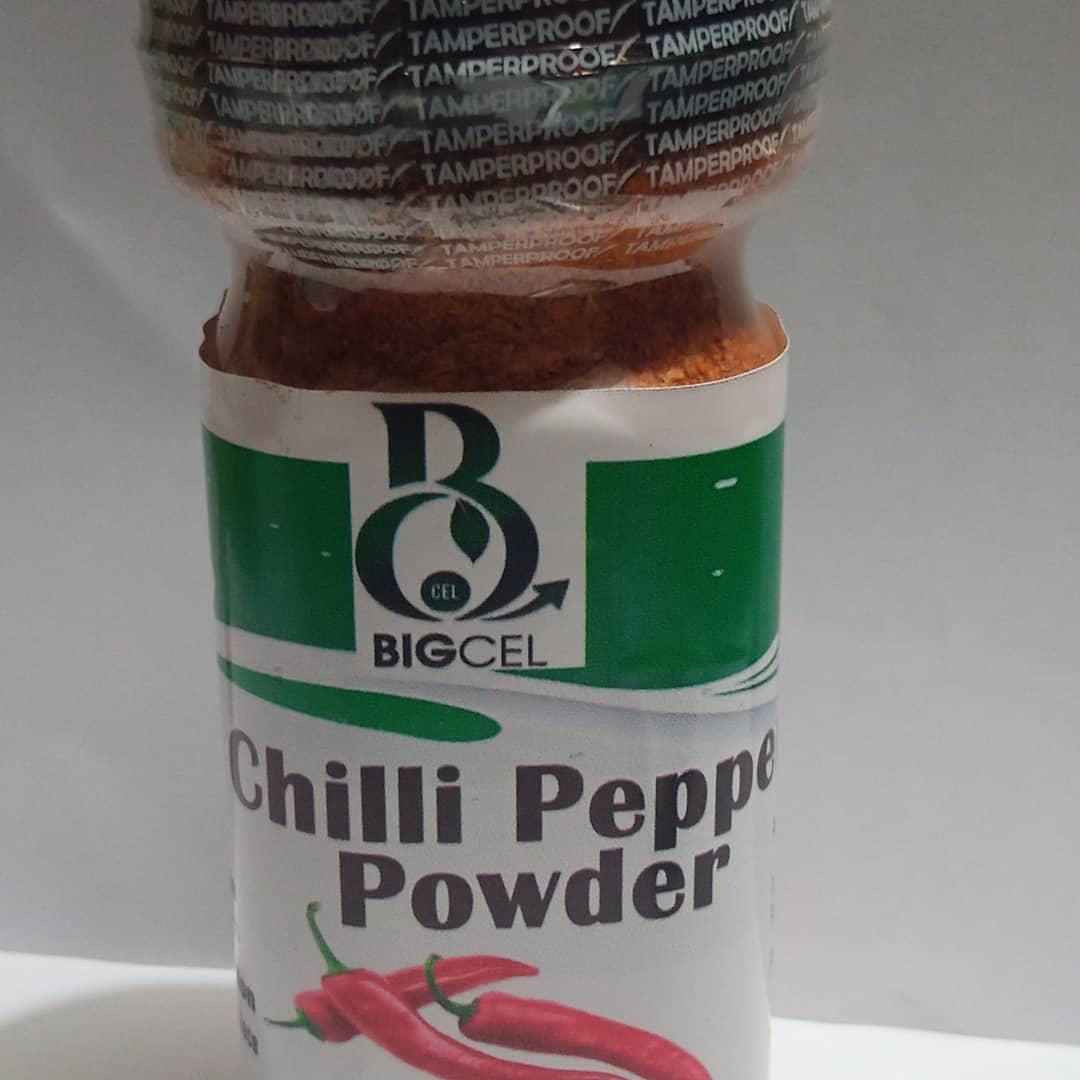 Product image - Grinded chilli pepper powder in plastic pet containers with tamper proof( 90grams each) in packs of 6 & 12