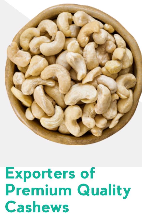 Product image - We export cashew nuts white wholes 180, 210,240,320,450,jumbo halve, k, baby bites for ice cream & confectionary in bulk. 