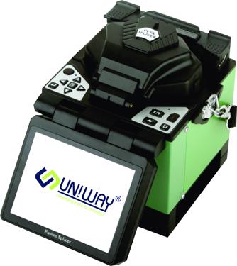 Public product photo - Empowering connectivity through cutting-edge fusion splicer 
UW-65H
Key Features
*High resolution core alignment.
*High capacity battery 6400mAh capable of 350 fusion splices.
*Splice on Connector (SOC) Compatible.
*5000 Splices electrode life.
*Light weight, easy to carry, compact case.
*Average splices loss 0.02 dB.
*Rugged Design, Water resistant.
*Recommended for Telco/CATV/FTTX
